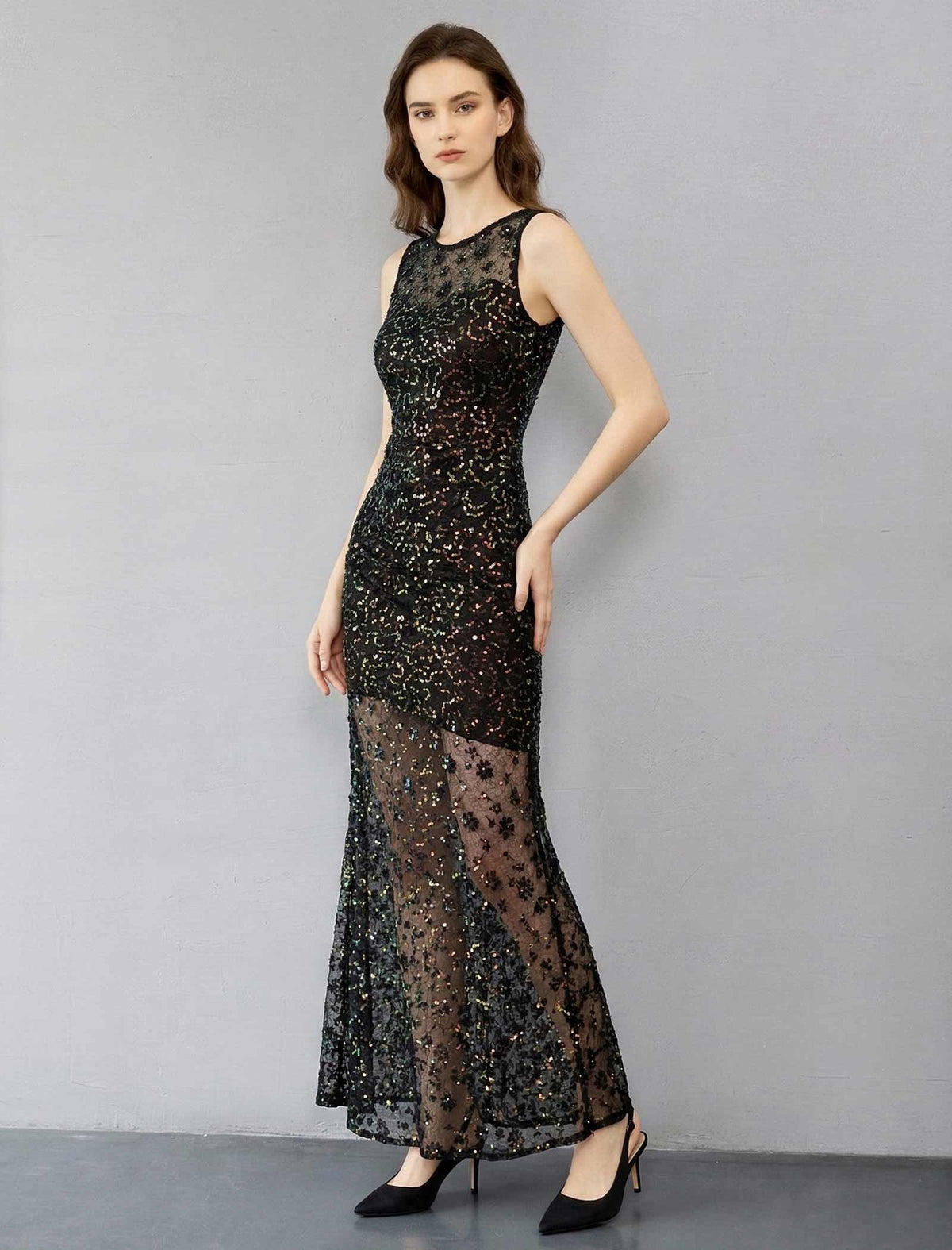 Embellished Sequin Luxury Maxi Dress