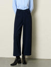 Wide-Leg Navy Ankle Pants