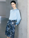 Vintage Floral Print Straight Knee-Length Skirt
