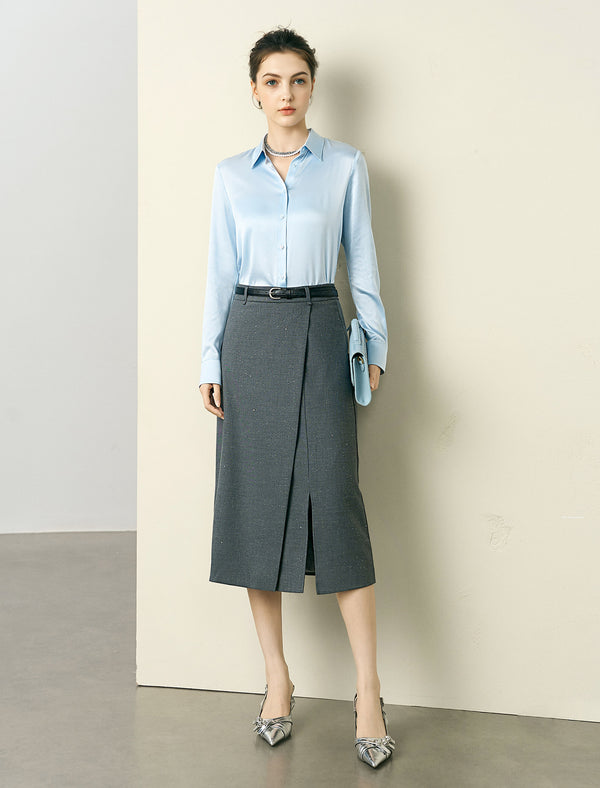 Mulberry Silk Button-Down Shirt