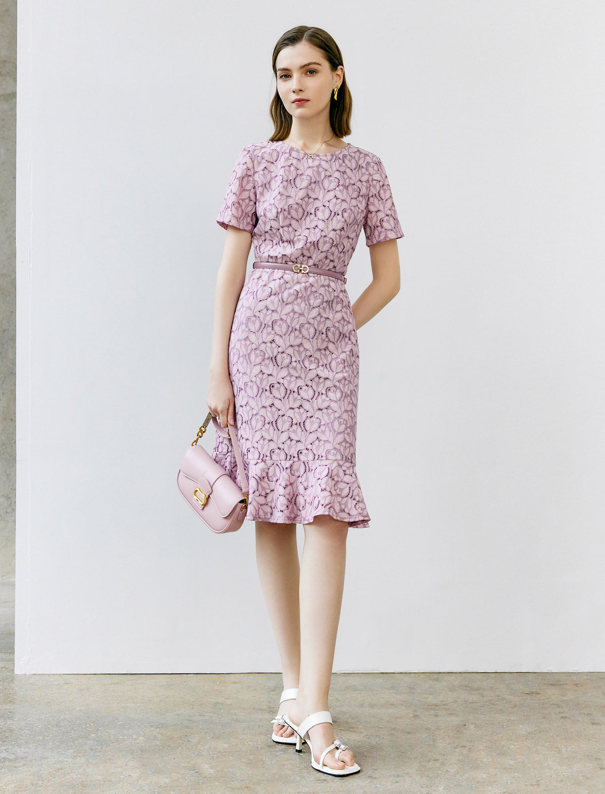 Lilac Lace Mermaid-Hem Dress