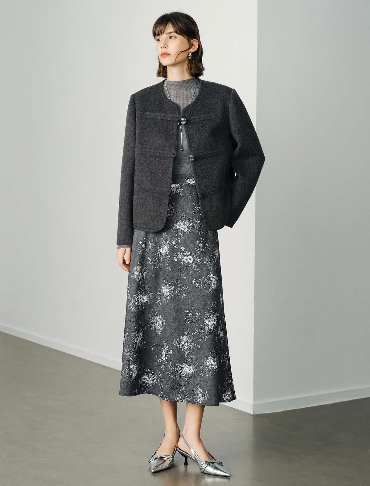 Wool Round Neck Vintage Short Coat