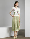 Solid Color Pleated Midi Skirt