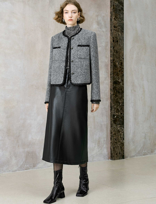 Tweed Wool-Blend Cropped Jacket