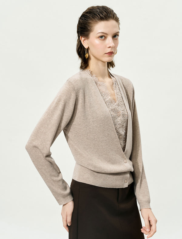 V-Neck Lace Detail Cardigan