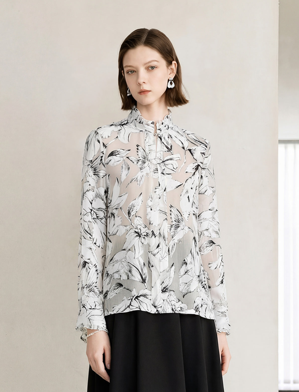 100% Mulberry Silk Floral Blouse