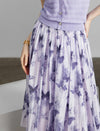 Purple Tencel Print A-Line Skirt