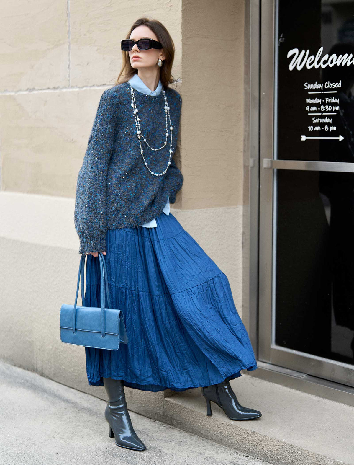 Marled Yarn Speckled Glitter 100% Wool Sweater