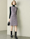 Tweed Plaid Round Neck Sleeveless Dress