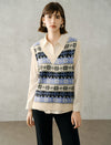 Geometric Jacquard V-Neck Straight-Fit Knit Vest