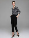 Crackle Print Tie Neck Blouse