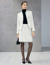 Wool Blend Stand-Collar Zip-Front Peplum Jacket