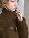 Brown Wool-Blend Toggle Coat