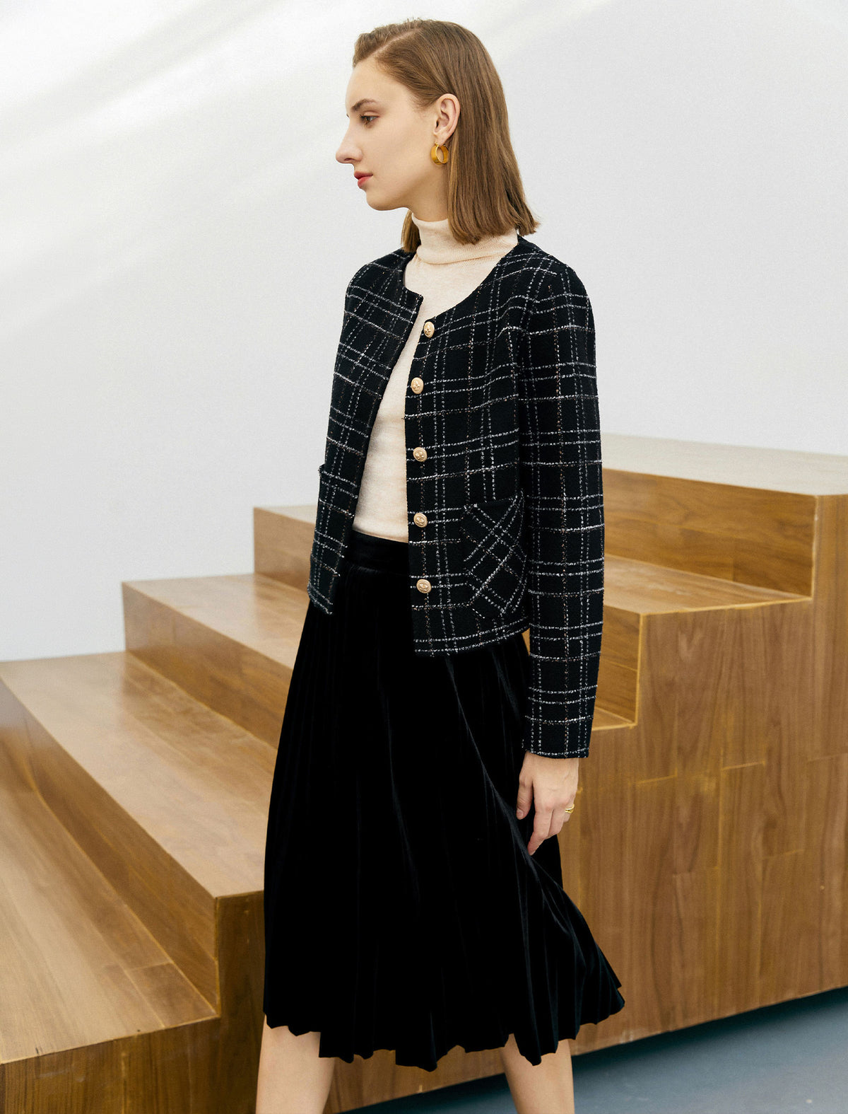 Wool Blend Knit Pocket Jacket