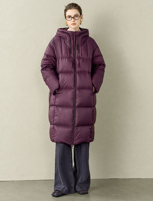 Long Hooded Down Coat