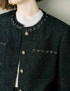 Black Tweed Wool-Blend Jacket