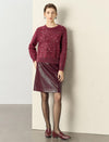 Burgundy Sequin Crew Neck Sweater
