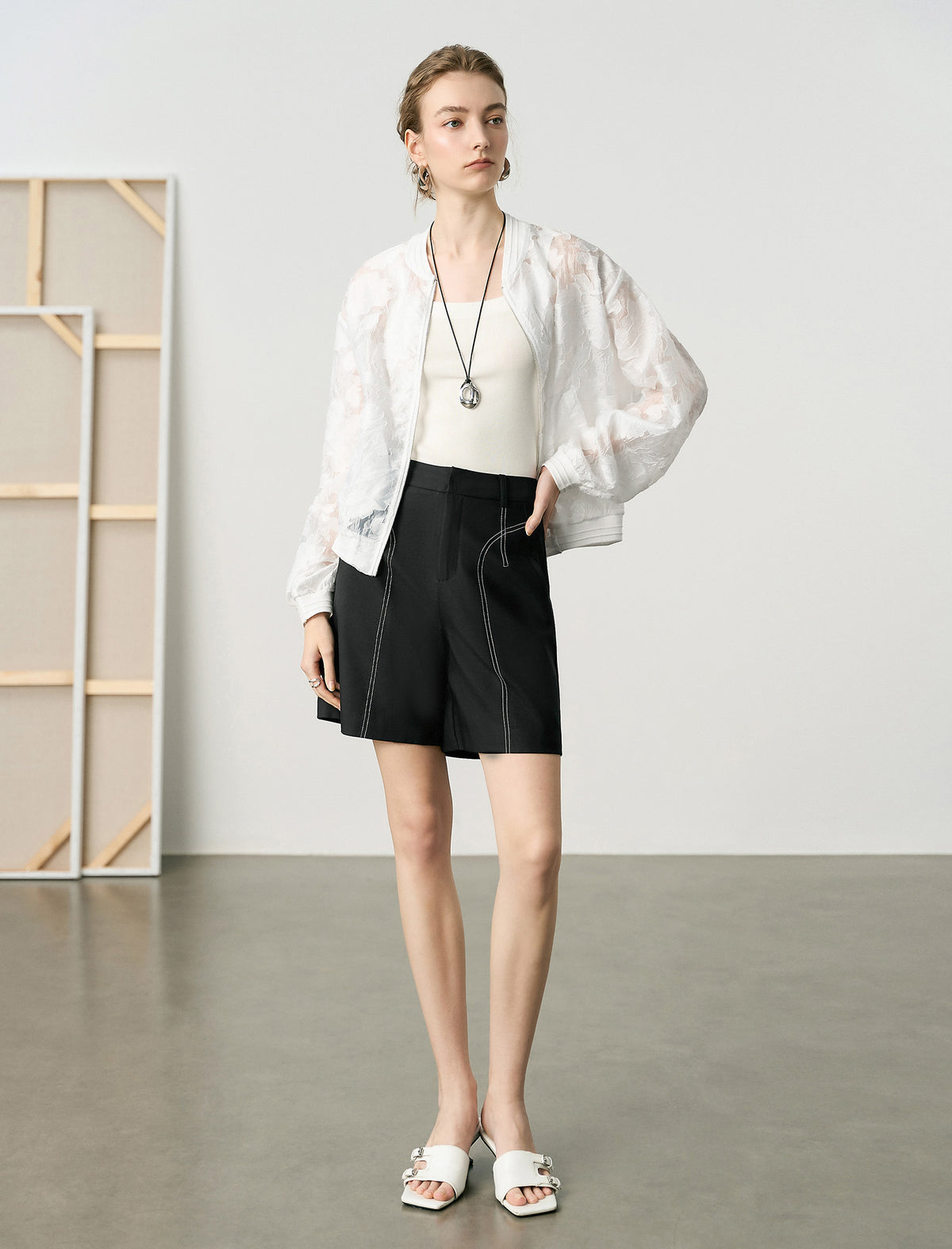 Sheer Floral Lace Zip-Up Sun Jacket