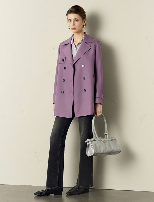 Vintage Lapel Belted Short Trench Coat