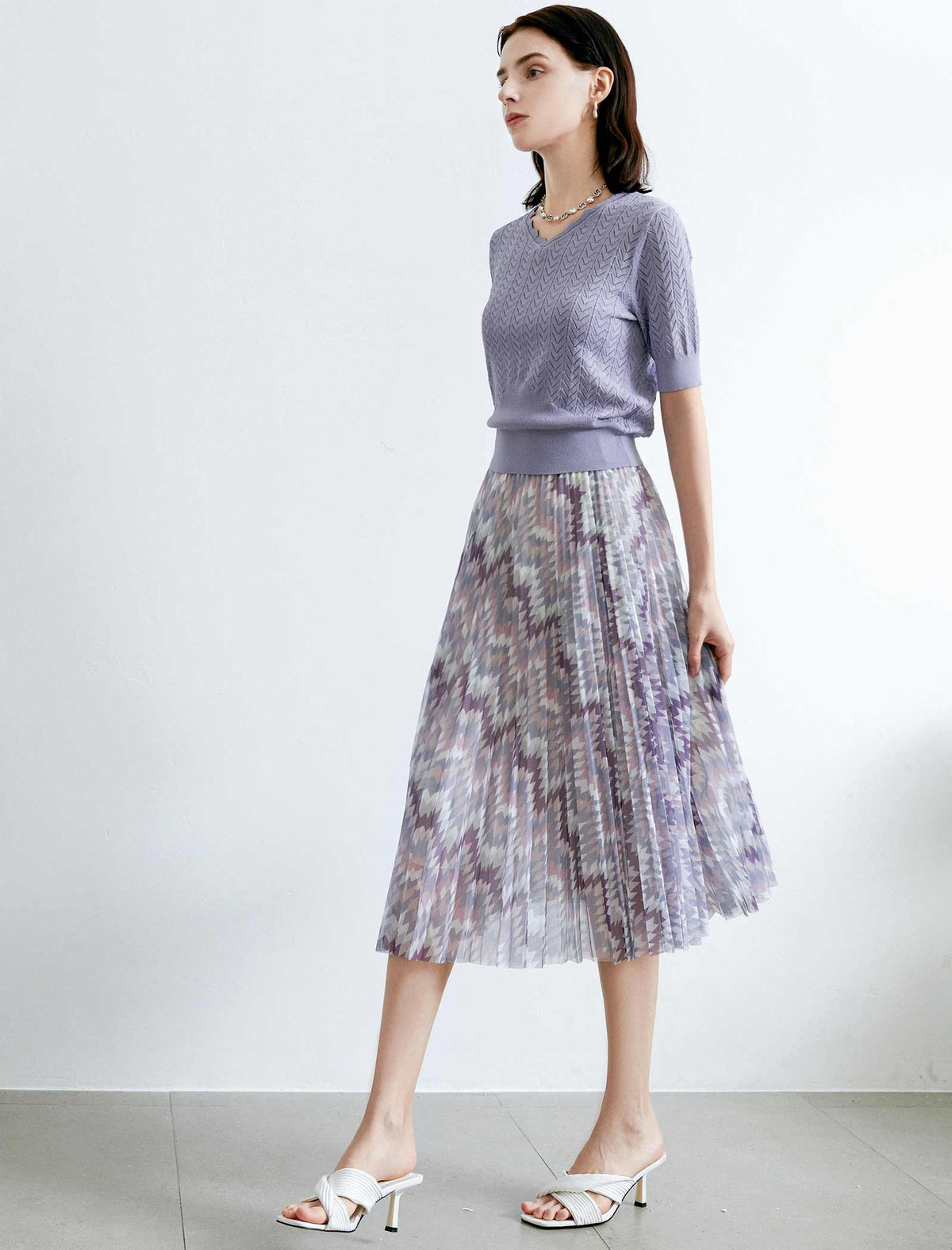 Vintage Floral Pleated A-Line Skirt