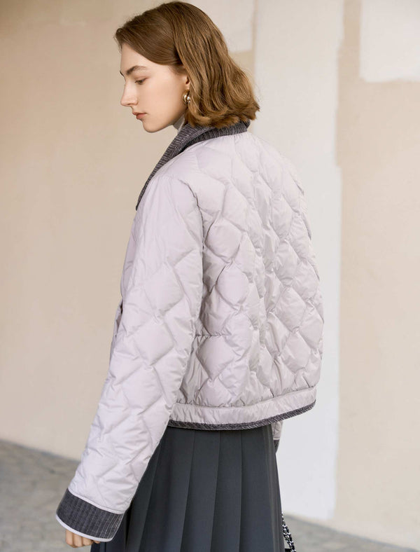 Quilted Contrast Collar And Cuffs Down Jacket