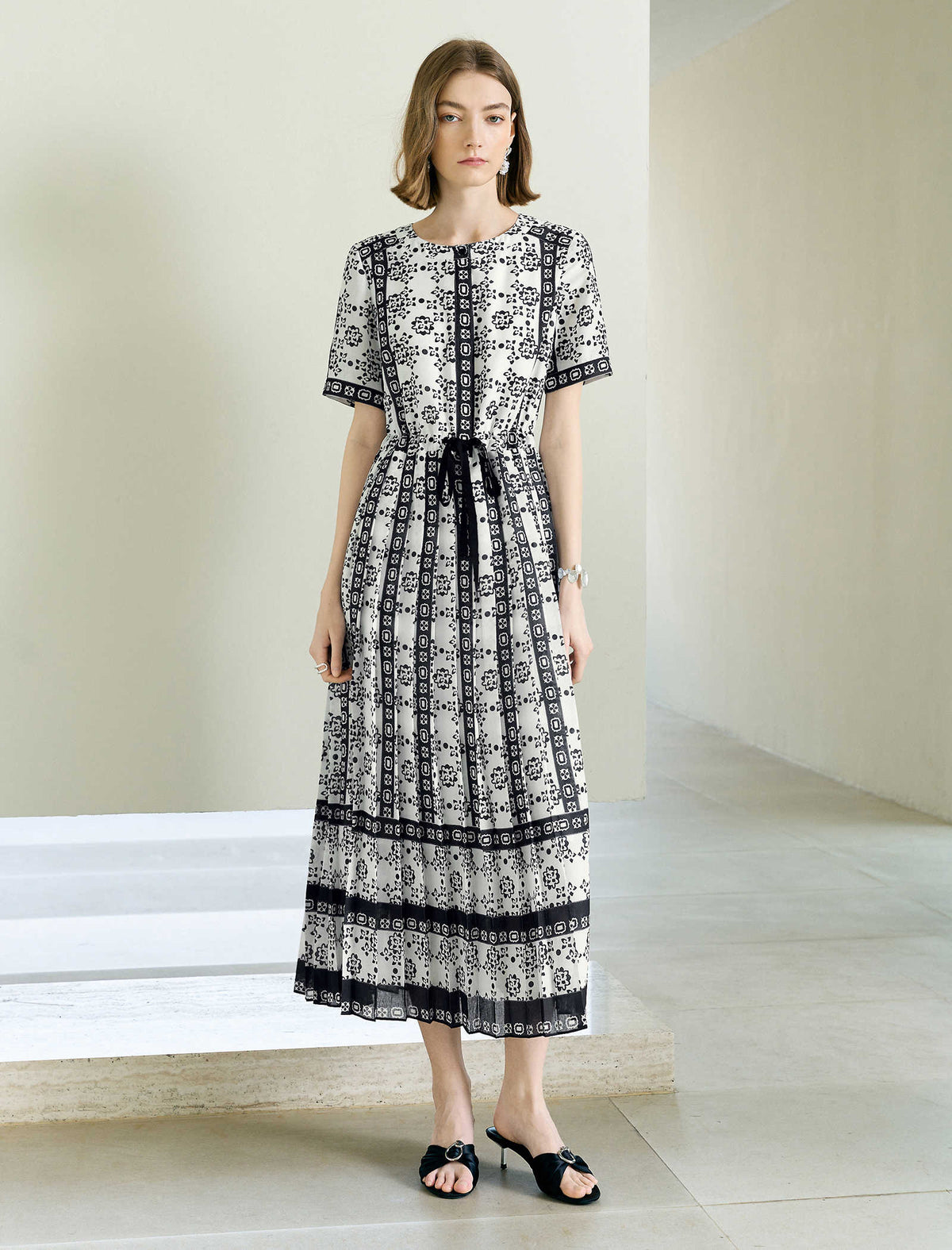 Retro Boho Printed Midi Dress