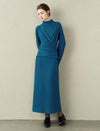 Mock Neck Wrap-Front Knit Maxi Dress