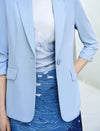 Single Button Ruched Sleeve Blazer