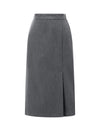 Gray High-Waist Straight Midi Skirt