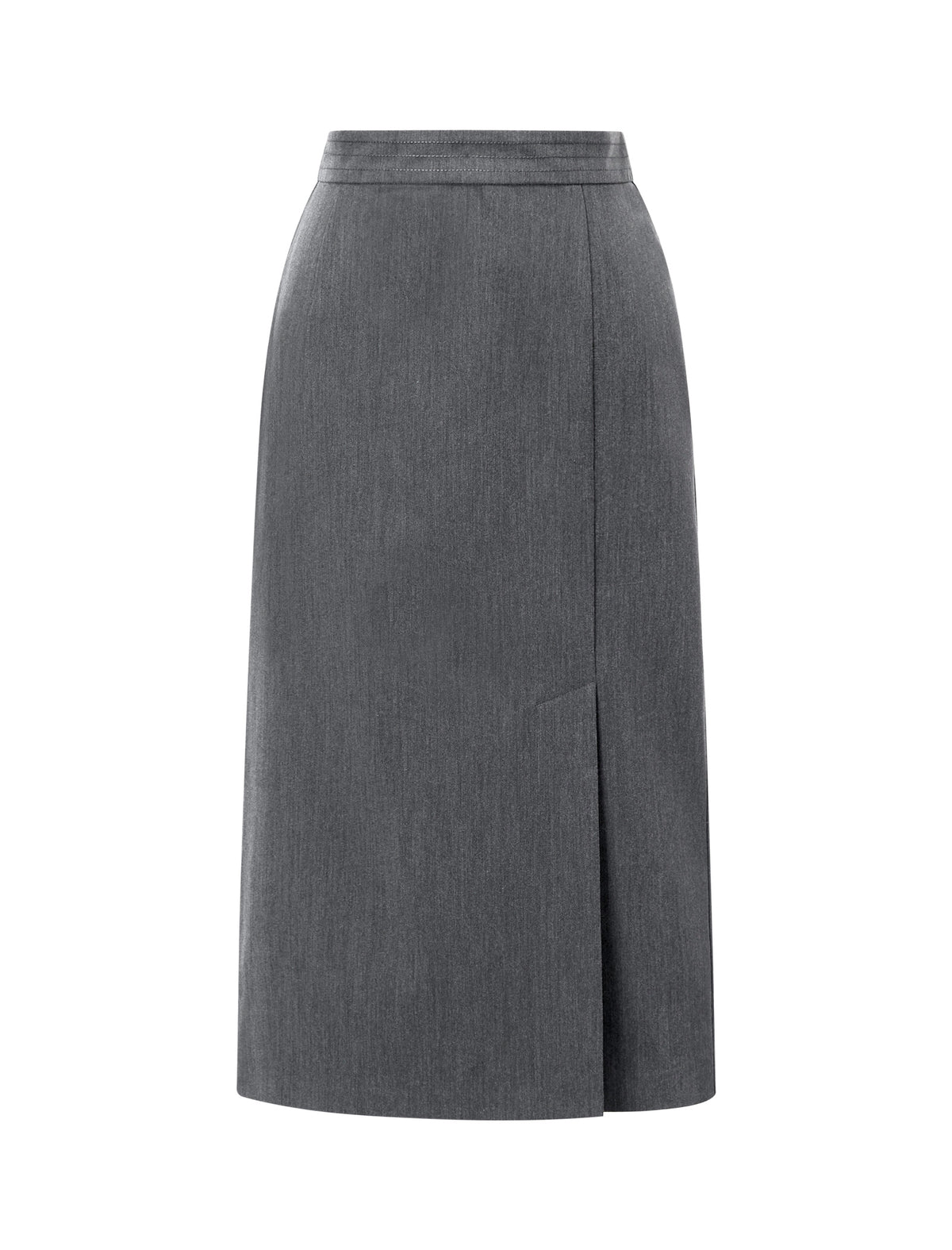 Gray High-Waist Straight Midi Skirt
