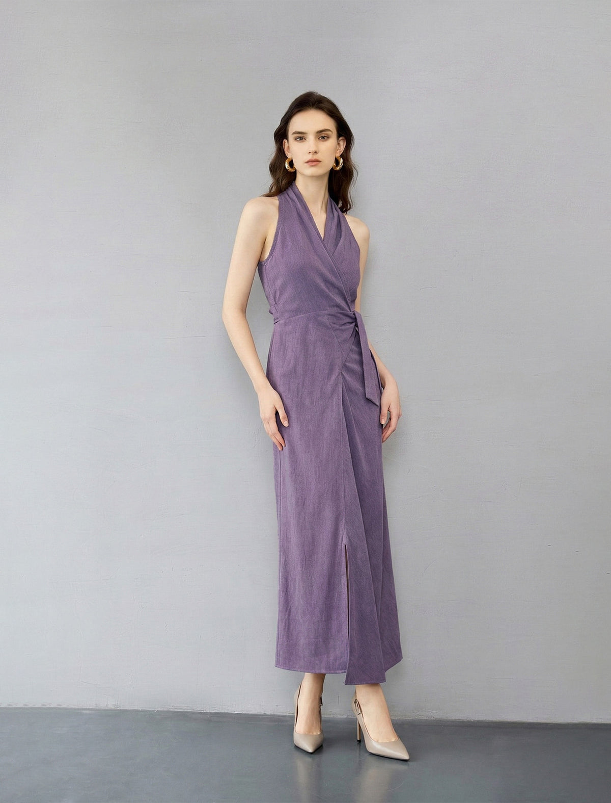 Flattering V-Neck Draped Maxi Dress