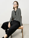 Stripe Long-Sleeve Hooded Henley Top
