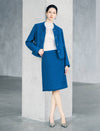 Cobalt blue wool blend straight cut midi skirt