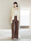 Champagne Textured Ruched Sleeve Blazer