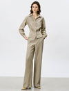 Tencel-Wool Blend Wide Leg Pants