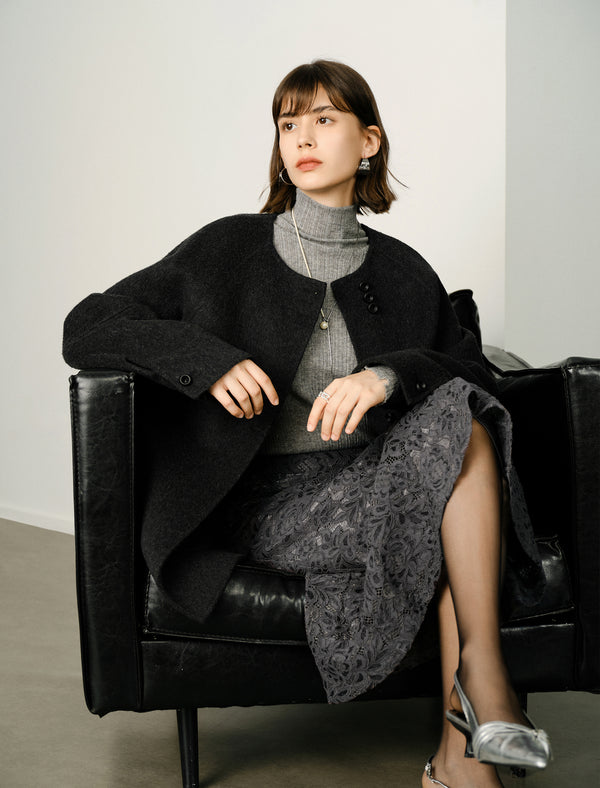 Charcoal Grey Wool Blend Coats