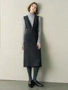 Wool Blend Deep V-Neck Sleeveless Dress