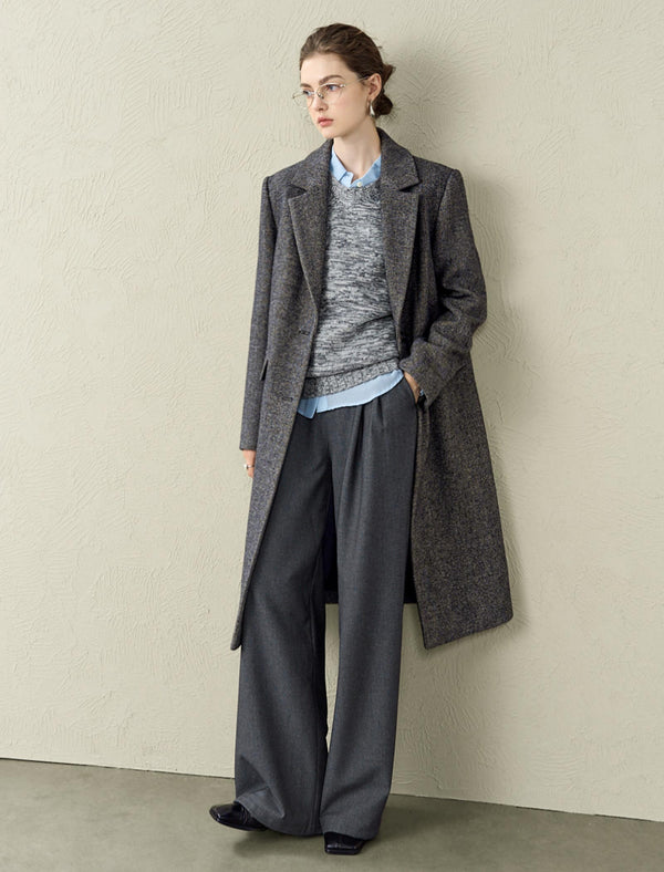 Grey Marled Wool-Blend Sweater Vest