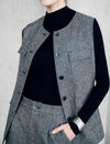 Textured Button Front Sleeveless Utility Vest