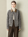 Tweed Wool-Blend Leather Collar Jacket