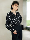 Polka Dot V-Neck Blouse