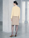Wool Blend Round Neck Metal Button Cropped Jacket