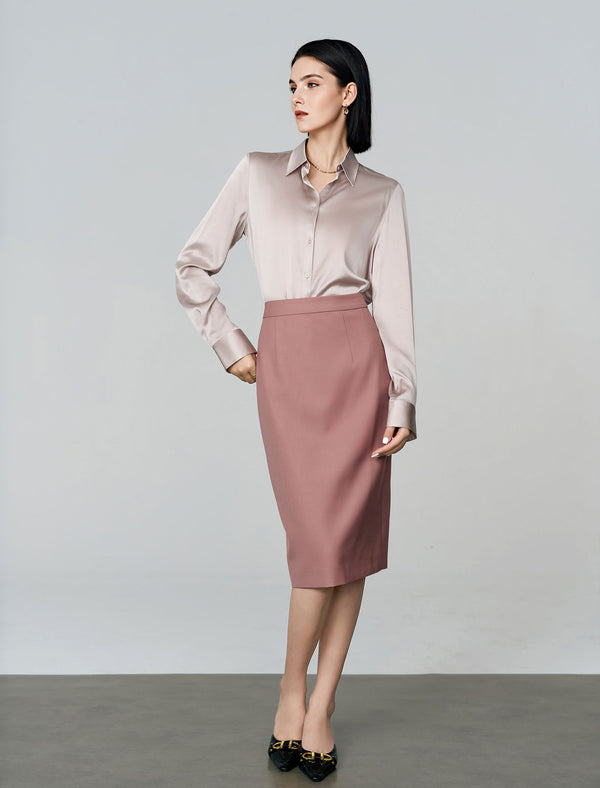 Mulberry Silk Button-Down Shirt