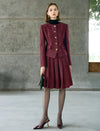 Sparkle Tweed Box-Pleated Knee-Length Skirt