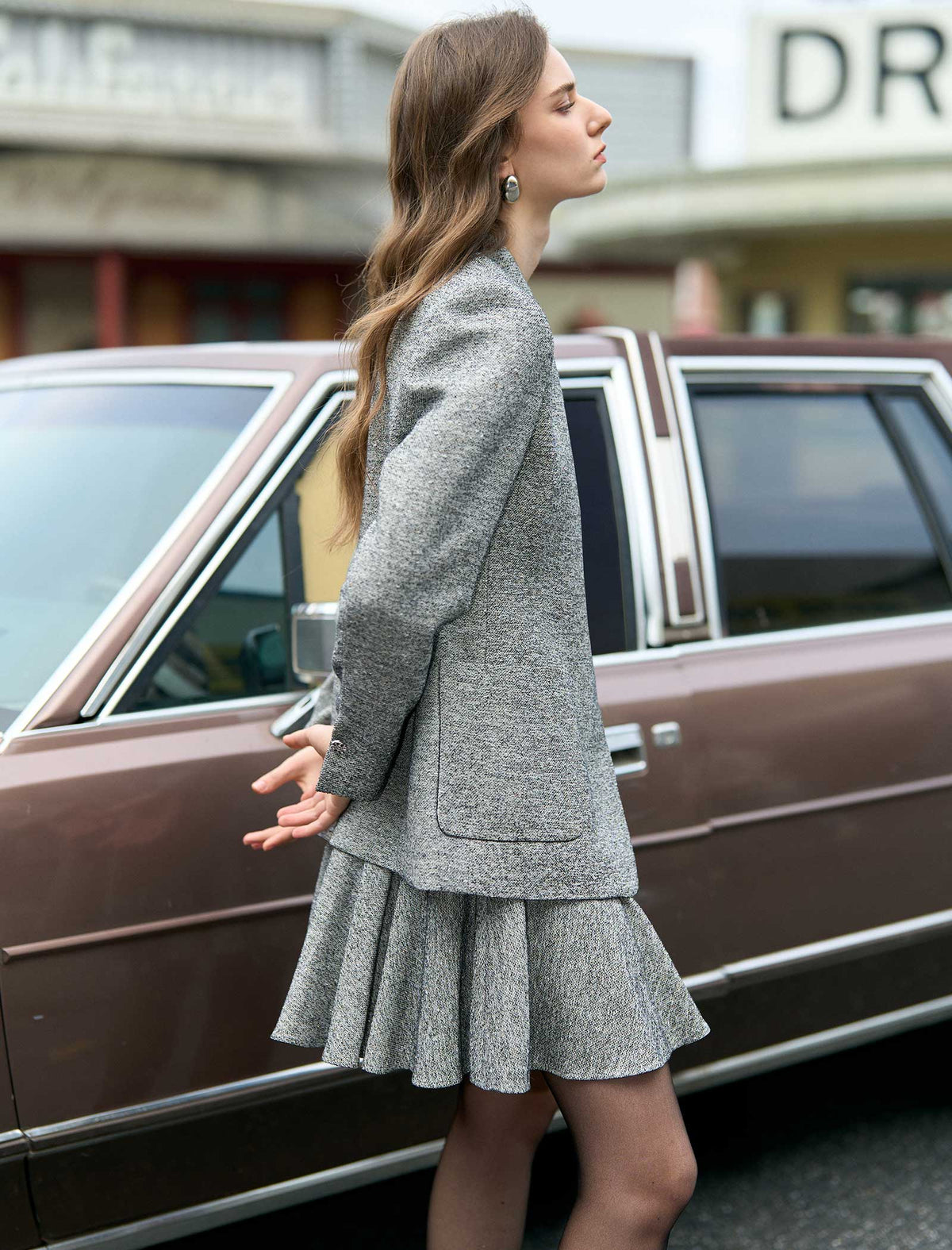 Heather Grey Collarless Blazer