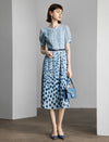 Light Blue Polka Dot Pleated Midi Dress