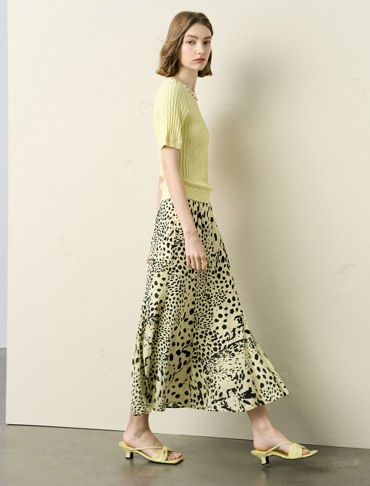 Leopard Print Fishtail Midi Skirt