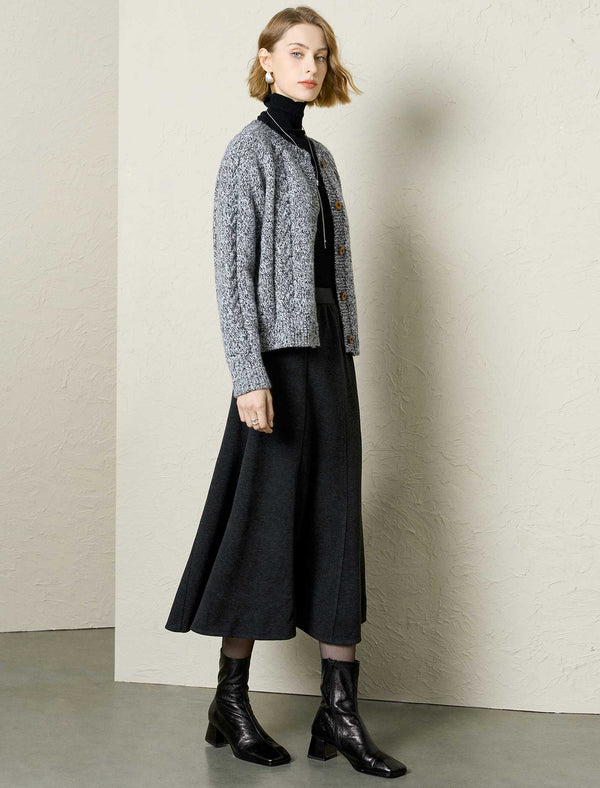 Marled Cable-Knit Cardigan