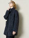 Wool-Alpaca Blend Stand Collar Textured Coat