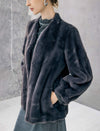 Faux Fur Shawl Collar Long Sleeve Coat